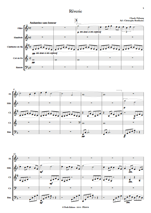 Rêverie - Quintette à Vents - DEBUSSY C. - Partition
