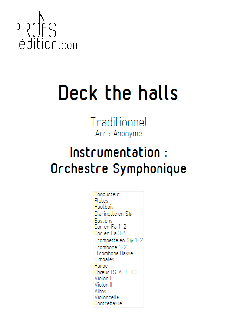 Deck the halls - Orchestre Symphonique & Chœur - TRADITIONNEL - page de garde