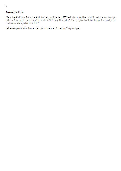 Deck the halls - Orchestre Symphonique & Chœur - TRADITIONNEL - Fiche Pédagogique
