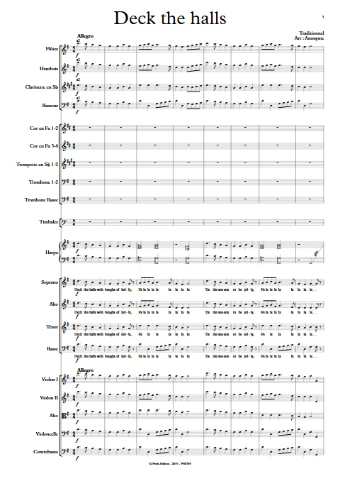 Deck the halls - Orchestre Symphonique & Chœur - TRADITIONNEL - Partition