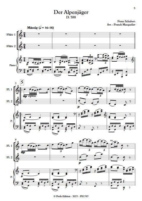 Der Alpenjäger D 588 - Duo Flûtes Piano - SCHUBERT F. - app.scorescoreTitle