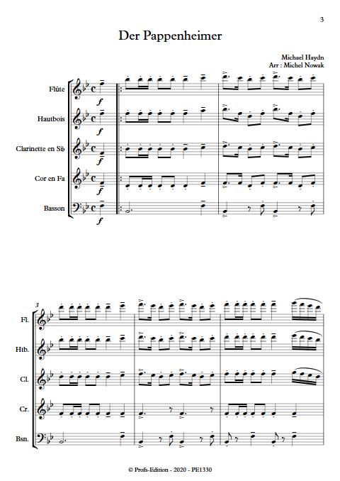 Der Pappenheimer - Quintette à vents - HAYDN M. - Partition
