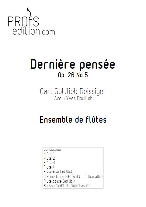 Dernière pensée - Ensemble de Flûtes - REISSIGER C. G. - page de garde