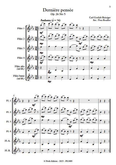 Dernière pensée - Ensemble de Flûtes - REISSIGER C. G. - Partition