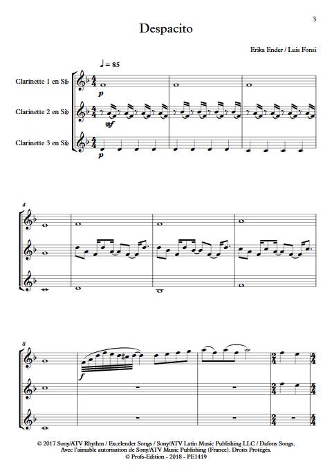 Despacito - Trio Clarinettes - FONSI L. - Partition