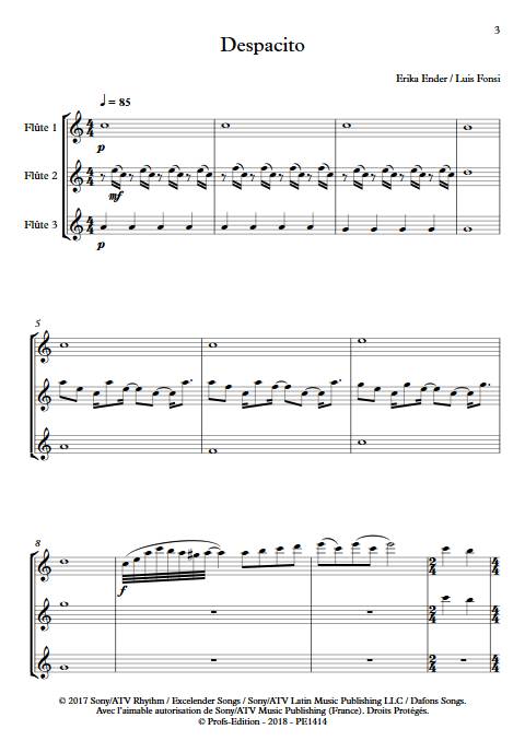 Despacito - Trio de Flûtes - FONSI L. - Partition