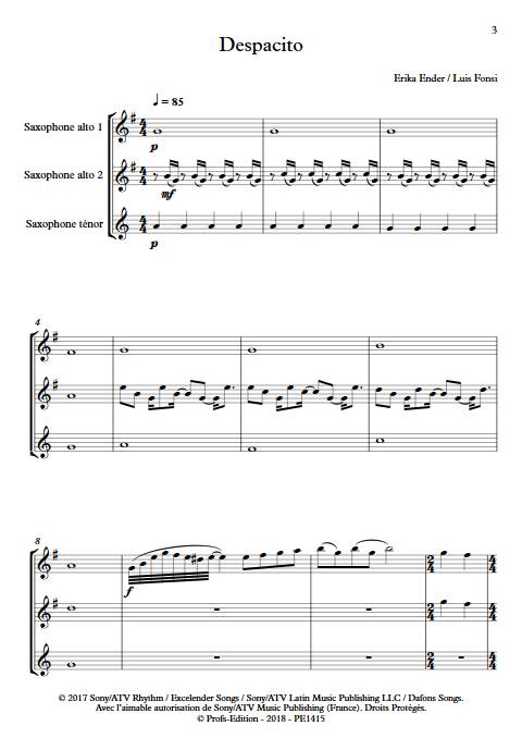 Despacito - Trio Saxophones - FONSI L. - Partition