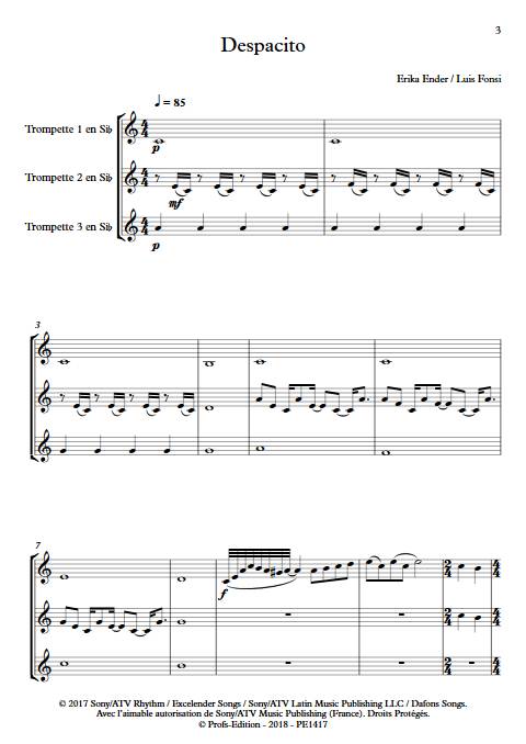 Despacito - Trio de Trompettes - FONSI L. - Partition