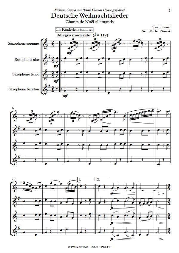 Deutsche Weihnachtslieder - Quatuor de Saxophones - TRADITIONNEL ALLEMAND - Partition