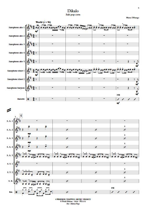 Dikalo - Ensemble de saxophones - DIBANGO M. - app.scorescoreTitle