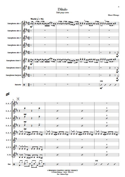 Dikalo - Ensemble de saxophones - DIBANGO M. - Partition