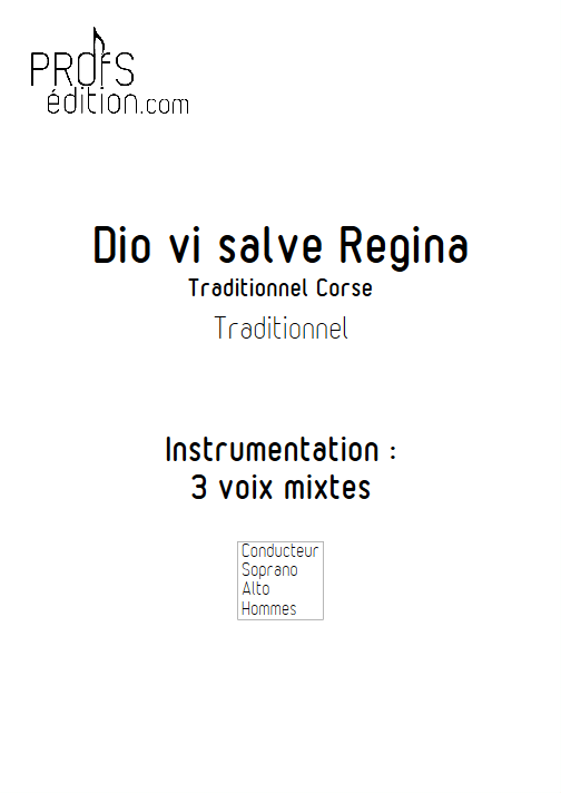 Dio vi salvi regina - 3 voix mixtes - TRADITIONNEL CORSE - page de garde