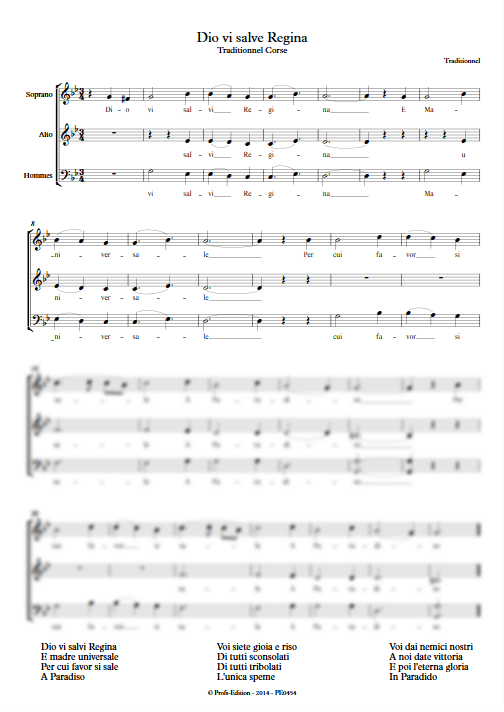 Dio vi salvi regina - 3 voix mixtes - TRADITIONNEL CORSE - app.scorescoreTitle