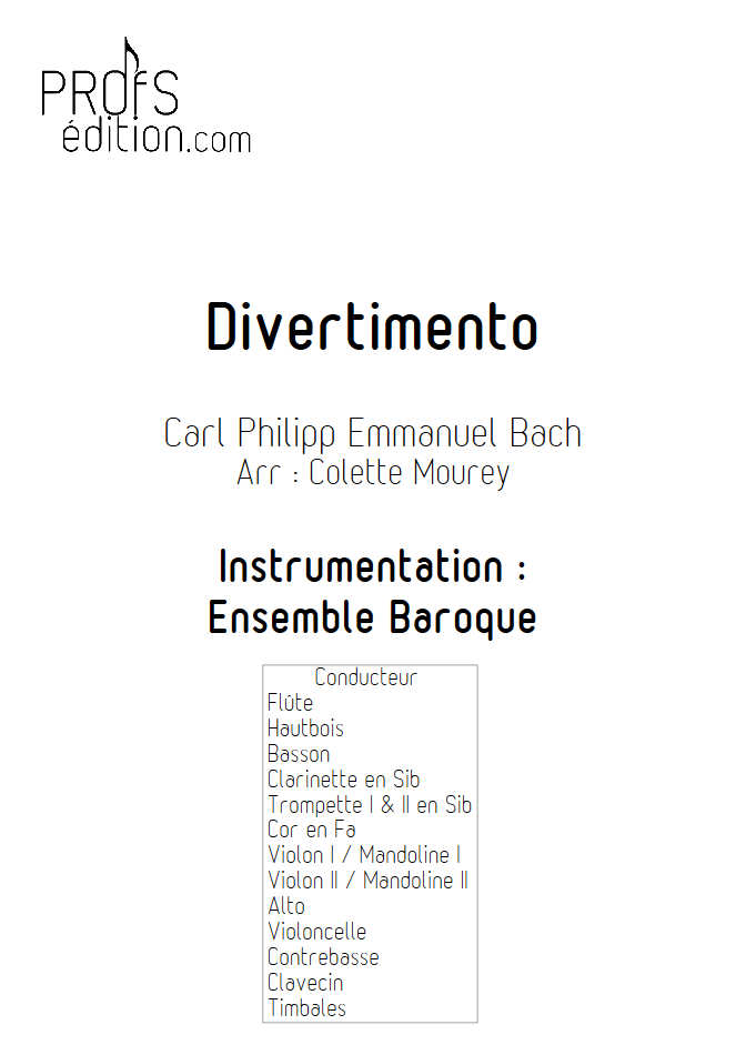 Divertimento - Ensemble Baroque - BACH C. P. E. - page de garde