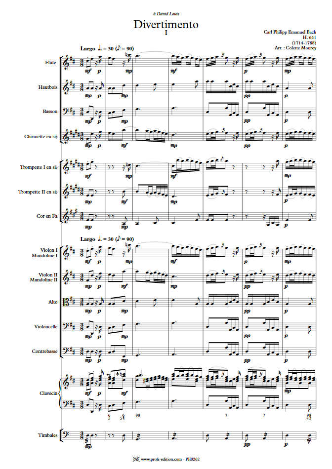 Divertimento - Ensemble Baroque - BACH C. P. E. - Partition