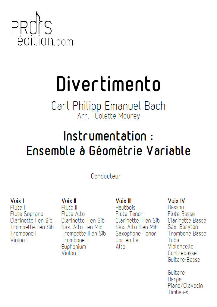 Divertimento - Ensemble à Géométrie Variable - BACH C. P. E. - page de garde