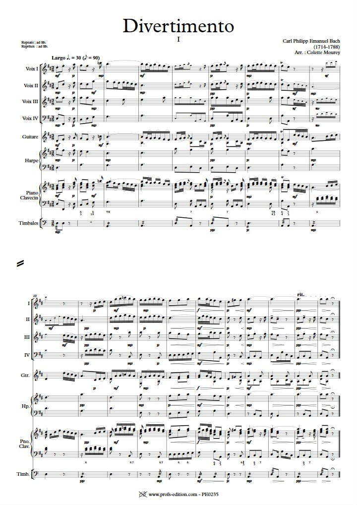 Divertimento - Ensemble à Géométrie Variable - BACH C. P. E. - Partition