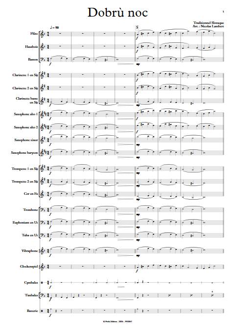 Dobrù noc - Orchestre d'harmonie - TRADITIONNEL SLOVAQUE - Partition