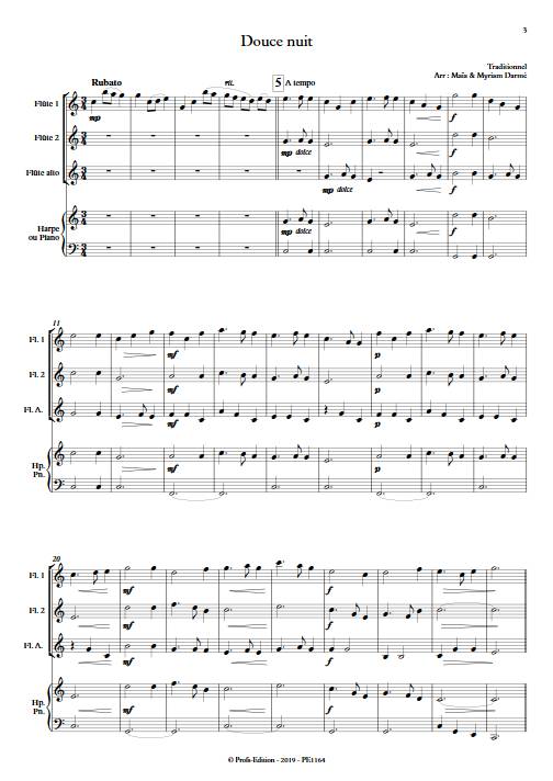 Douce nuit - Ensemble de flûte et piano ou harpe - TRADITIONNEL - app.scorescoreTitle