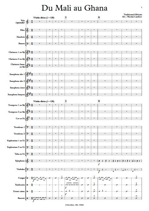 Du Mali au Ghana - Orchestre d'harmonie - TRADITIONNEL AFRICAIN - Partition