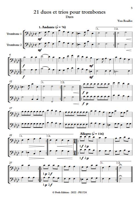21 duos et trios pour trombones - Duos et Trios de trombones - BOUILLOT Y. - app.scorescoreTitle