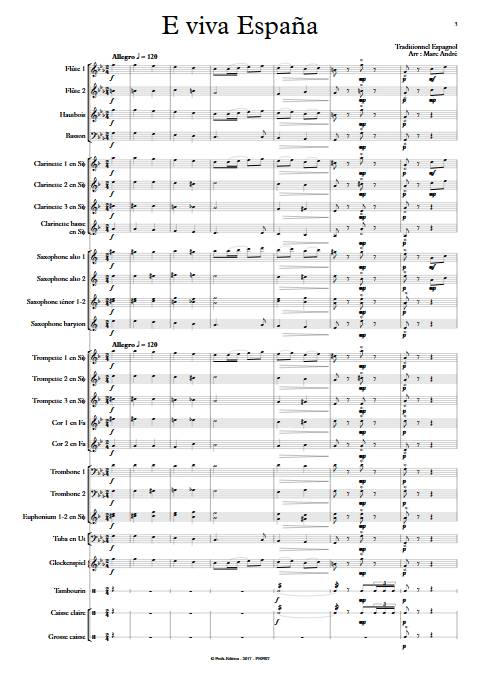 E Viva España - Orchestre d'Harmonie - Traditionnel Espagnol - Partition