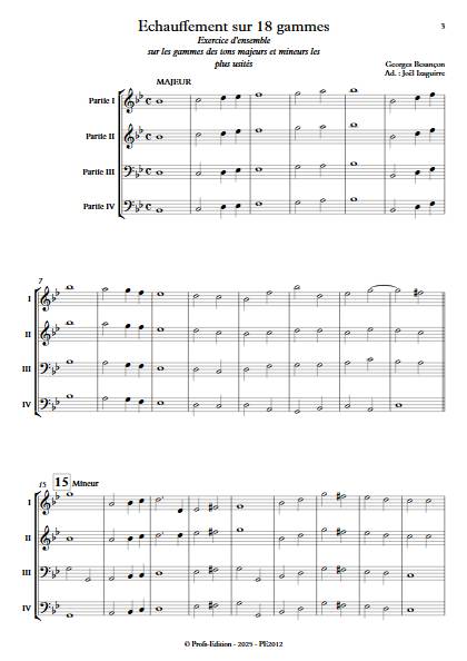 Echauffement sur 18 gammes - Ensemble Variable & Harmonie - BESANCON G. - Partition