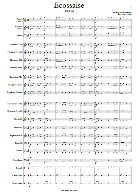 Ecossaise - Orchestre d'Harmonie - BEETHOVEN L.V. - Partition
