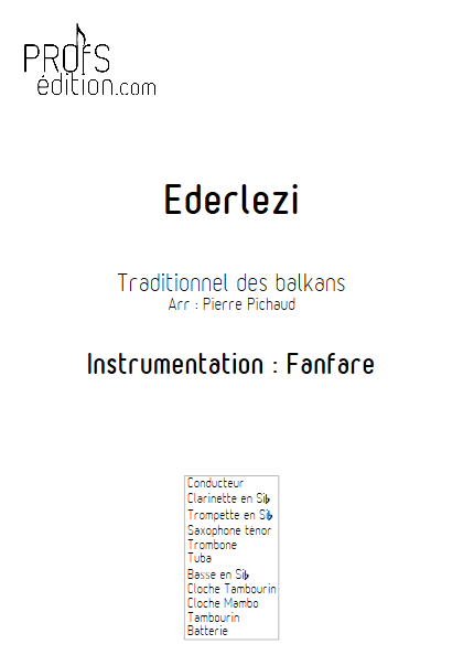 Ederlezi- Fanfare - TRADITIONNEL - page de garde