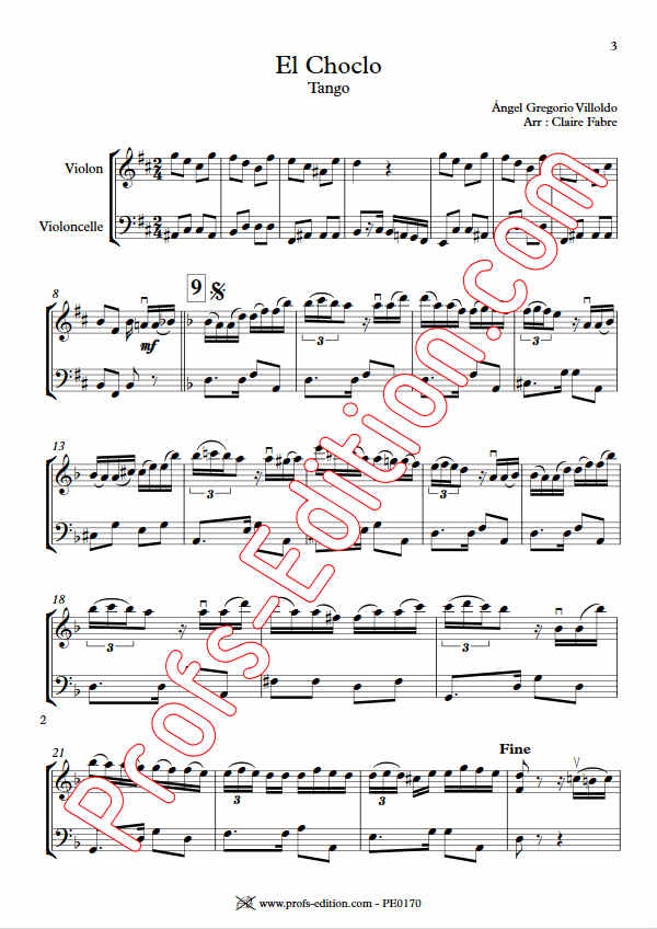 El Choclo - Duo Violon Violoncelle - VILLOLDO A. G. - Partition