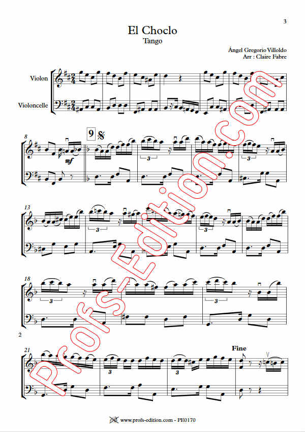 El Choclo - Duo Violon Violoncelle - VILLOLDO A. G. - app.scorescoreTitle