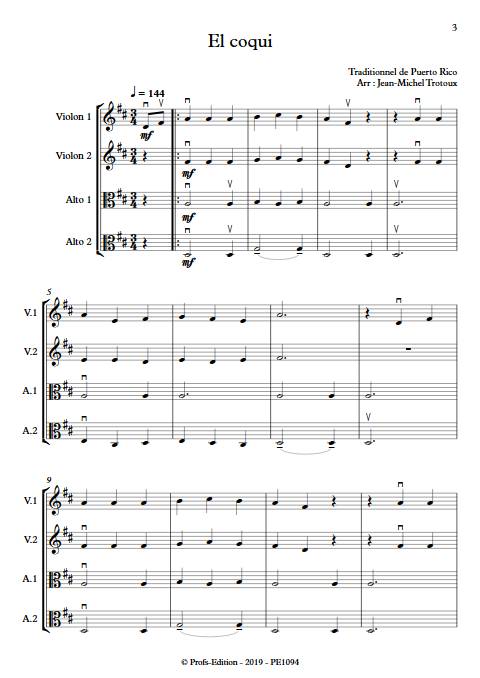El coqui - Quatuor à Cordes - TRADITIONNEL CREOLE - app.scorescoreTitle