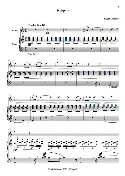 Elégie - Cordes & Piano - LIBOUREL L. - Partition