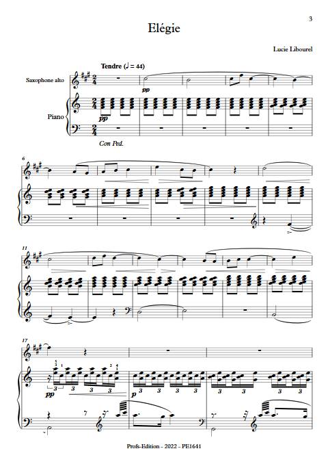 Elégie - Saxophones & Piano - LIBOUREL L. - Partition