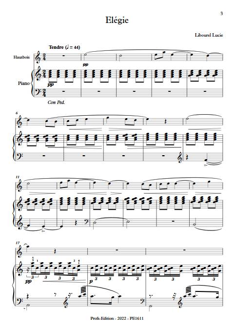 Elégie - Instrument & Piano - LIBOUREL L. - Partition