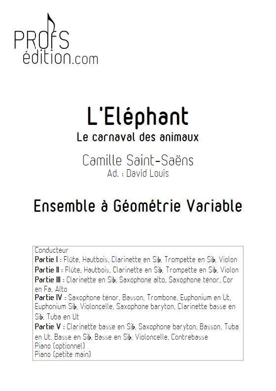 L'Eléphant, La carnaval des animaux - Ensemble Variable - SAINT-SAENS C. - page de garde