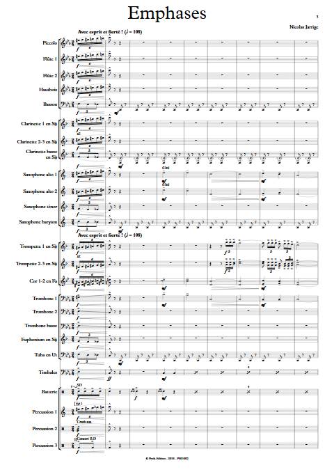 Emphases - Orchestre d'Harmonie - JARRIGE N. - Partition