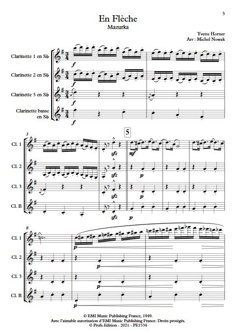 En Flèche - Quatuor de Clarinettes - HORNER Y. - app.scorescoreTitle