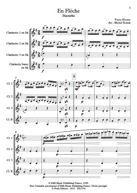 En Flèche - Quatuor de Clarinettes - HORNER Y. - Partition