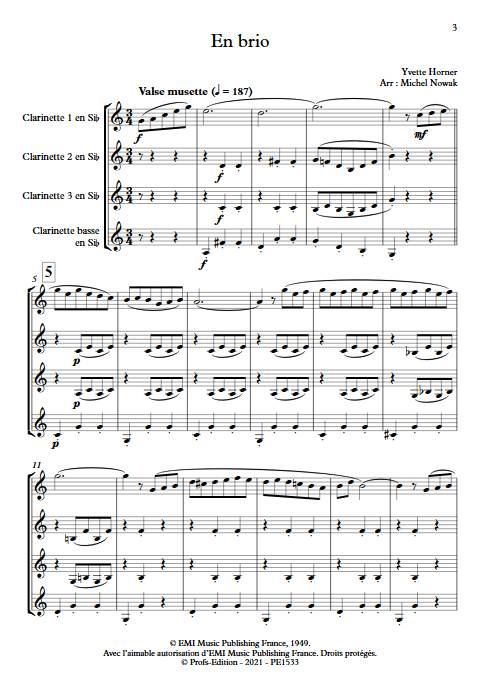 En brio - Quatuor de Clarinettes - HORNER Y. - Partition