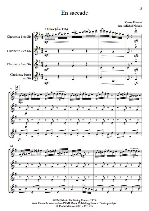 En saccade - Quatuor de Clarinettes - HORNER Y. - Partition