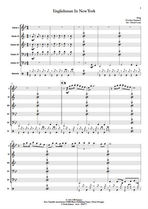 Englishman in New York - Ensemble Variable - STING - Partition