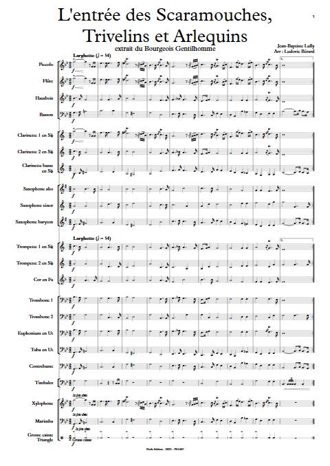 Entrée des scaramouches, trivelins et arlequins - Orhestre d'harmonie - LULLY J-B. - app.scorescoreTitle