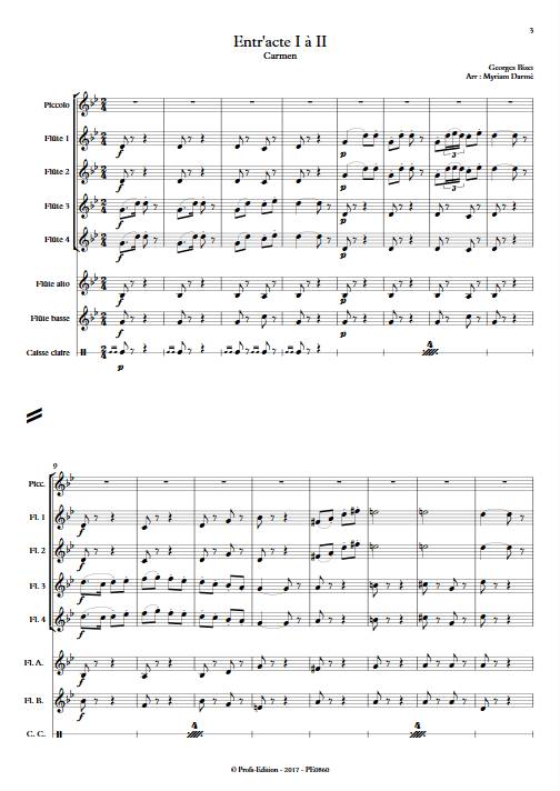 Entracte - Ensemble de Flûtes - BIZET. G. - Partition