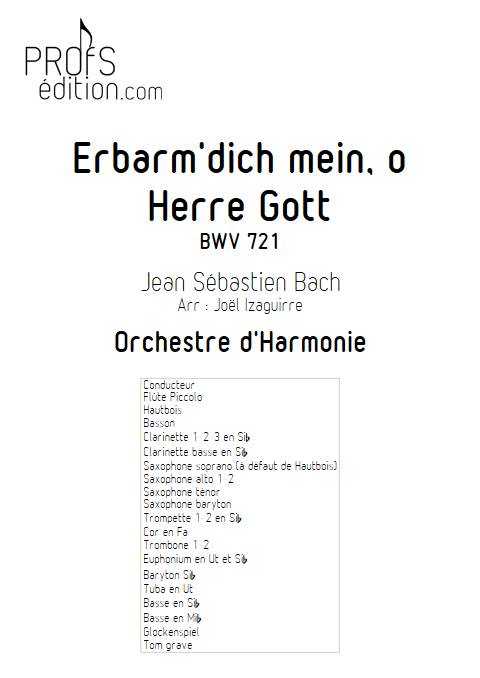 Erbarm'dich mein, o Herre Gott - Orchestre d'Harmonie - BACH J. S. - page de garde