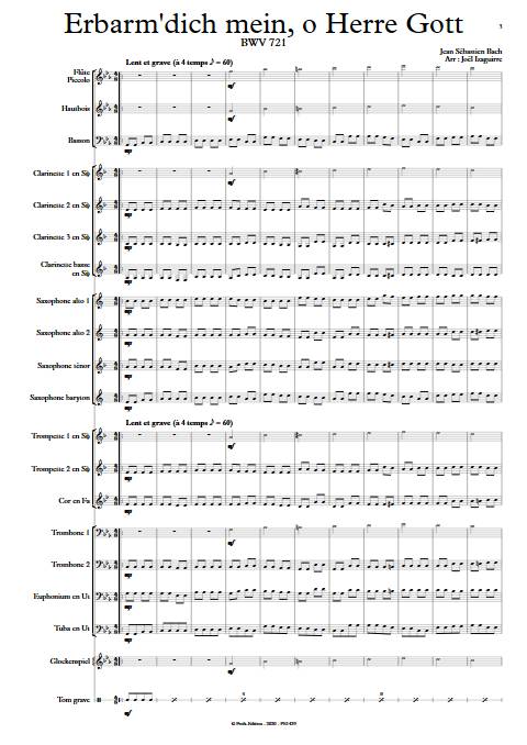 Erbarm'dich mein, o Herre Gott - Orchestre d'Harmonie - BACH J. S. - app.scorescoreTitle