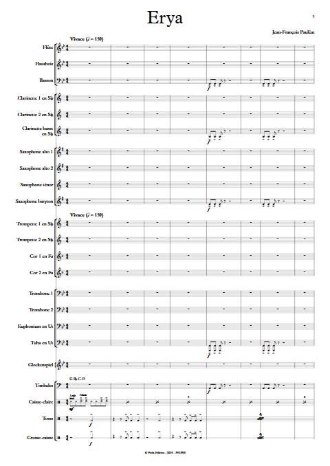 Erya - Orchestre d'harmonie - PAULEAT J. F. - Partition