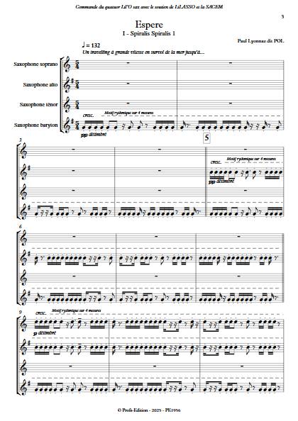 Espere - Quatuor de Saxophones - LYONNAZ Paul - Partition
