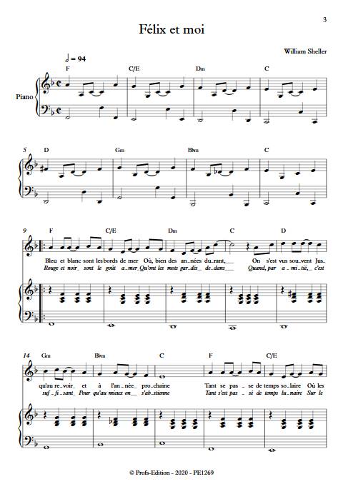 Félix et moi - Piano Voix - SHELLER W. - Partition