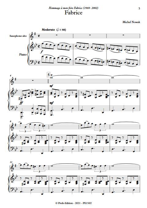Fabrice - Saxophlne & Piano - NOWAK M. - Partition